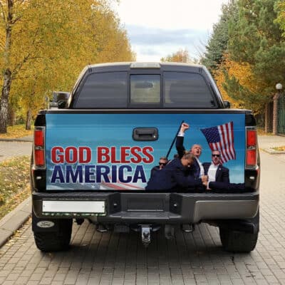 Alternative view of God Bless America Trump 2024 Truck Tailgate Decal Sticker Wrap - Vinyl Graphic Decal Bumper Sticker