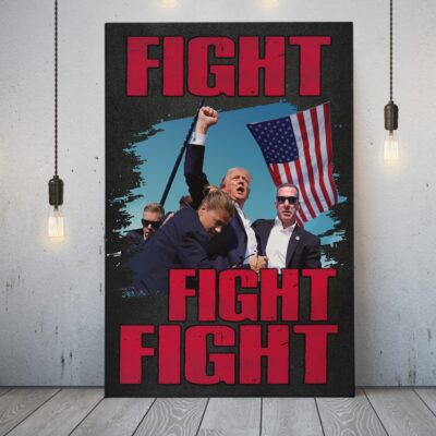 Fight Fight Fight Trump 2024 Framed Canvas Print - Poster - Support Trump Home Decor Wall Art