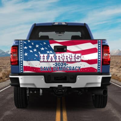 Harris 2024 Save Democracy Truck Tailgate Decal Sticker Wrap - Support Kamala Harris Vinyl Graphic Decal Bumper Sticker