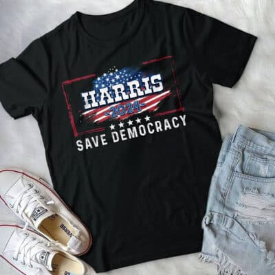 Alternative view of Harris 2024 Save Democracy T-Shirt - Support Kamala Harris Shirt