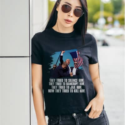 Alternative view of They Tried To Silence Him They Tried To Bankrupt Him Trump 2024 T-Shirt - Support Trump Shirt