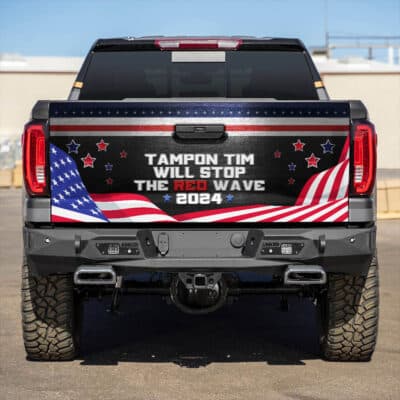 Tampon Tim Will Stop The Red Wave Funny Harris Walz 2024 Truck Tailgate Decal Sticker Wrap