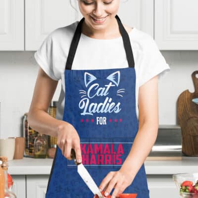 Cat Ladies for Kamala Harris Apron for Women Men - Funny Cat 2024 President Apron Kitchen