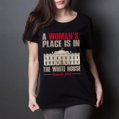 Alternative view of A Woman's Place Is In The White House Kamala 2024 T-Shirt - Support Kamala Harris V-Neck Shirt