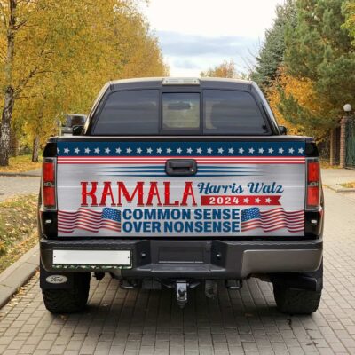 Kamala Harris Walz 2024 Common Sense Over Nonsense Truck Tailgate Decal Sticker Wrap