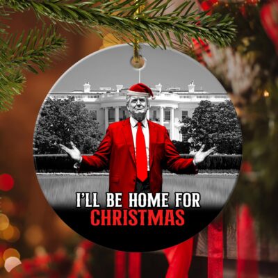 Alternative view of I'll Be Home For Christmas Support Trump Presidential Election Circle Christmas Ornament Keepsake