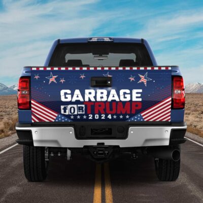 Garbage For Trump 2024 Truck Tailgate Decal Sticker Wrap - Vinyl Graphic Decal Bumper Sticker