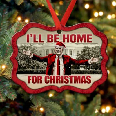 Alternative view of I'll Be Home For Christmas Funny Trump Benelux Shaped Christmas Ornament Keepsake
