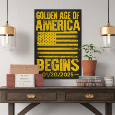 Alternative view of Golden Age Of America Begins Trump Inauguration 2025 Wrapped Framed Canvas Print - Poster