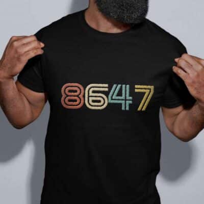 Alternative view of Classic Vintage 80s Style 86 47 Anti Trump Embroidered Unisex T-shirt