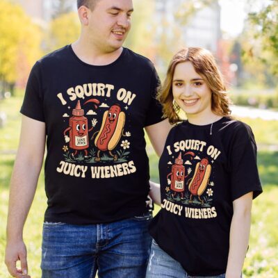 I Squirt On Juicy Wieners Funny Adult Humor Naughty T-Shirt - V-Neck Shirt