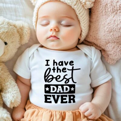 Alternative view of I Have The Best Dad Ever Baby Onesie - Funny Baby Essentials Bodysuit Romper - Newborn Baby Girl Clothes