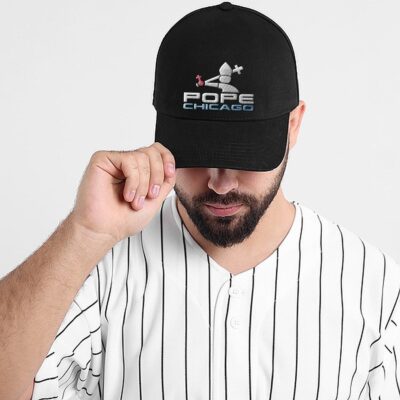 Alternative view of Pope Chicago Funny Pope Leo XIV Playing Baseball Embroidered Twill Hat Adjustable Cap For Men Women