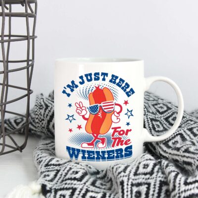 Alternative view of I'm Just Here For The Wieners Funny 4th Of July Ceramic Coffee Mug - Beer Stein - Travel Mug