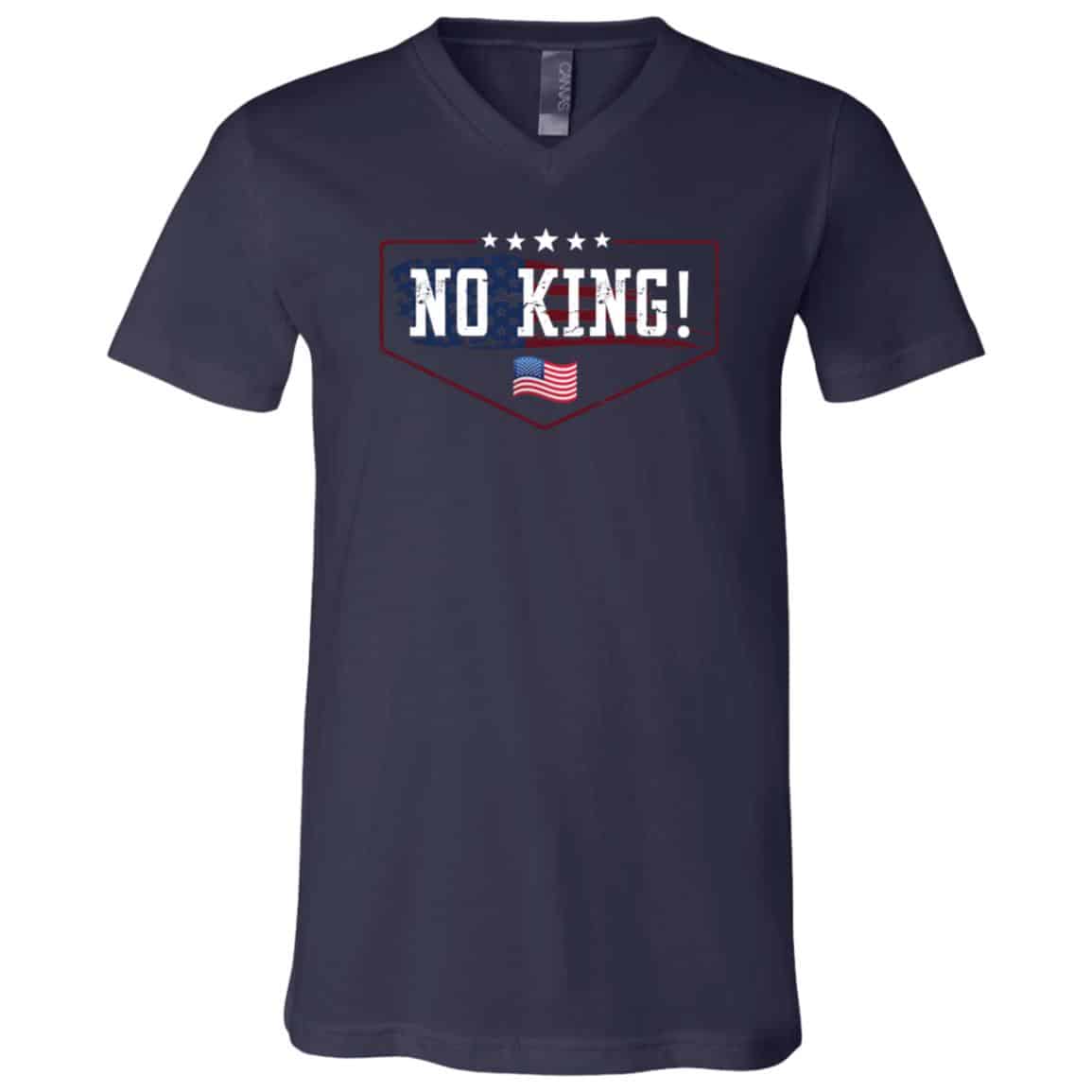 No King American Flag T-Shirt Independence day 4th of july 1776 V-Neck T-Shirt, Navy, V-Neck T-Shirt