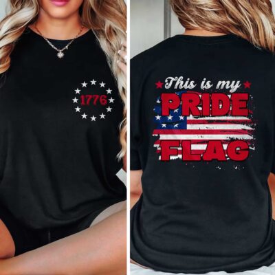 Alternative view of This Is My Pride Flag Since 1776 Patriotic American Flag Printed On 2 Sides T-Shirt