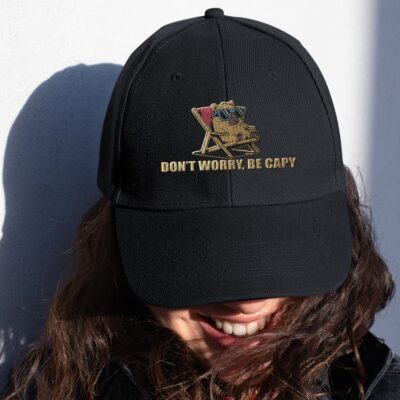 Don't Worry Be Capy Funny Capybara Vintage Retro Embroidered Twill Hat Adjustable Cap For Men Women