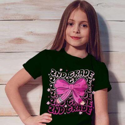 2nd Grade Girls Coquette Bow Back To School T-Shirt For Kids - Second Grade Gifts Back To School