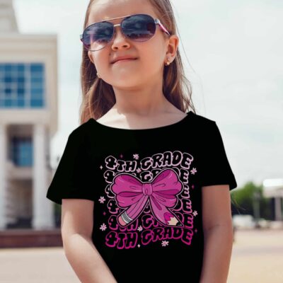 Alternative view of 4th Grade Girls Coquette Bow Back To School T-Shirt For Kids - Fourth Grade Gifts Back To School