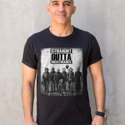 Alternative view of Straight Outta Nightmare Funny Halloween Horror T-Shirt - V-Neck Shirt