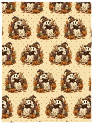 Halloween Ghost Book Funny Autumn Fleece Blanket - Sherpa Blanket, White, Cozy Plush Fleece Blanket - 30x40
