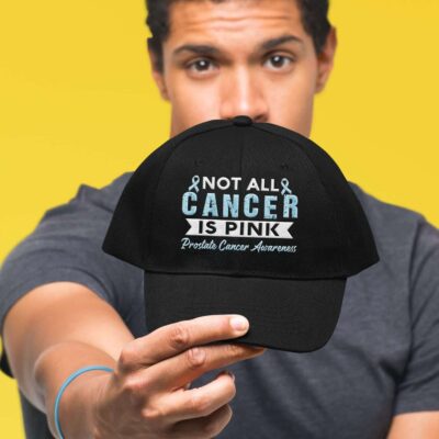 Not All Cancer is Pink Prostate Cancer Awareness Blue Ribbon Embroidered Twill Hat Adjustable Cap For Men Women