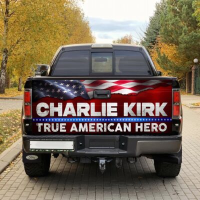Alternative view of Charlie Kirk True American Hero Pray For Charlie Truck Tailgate Decal Sticker Wrap - Vinyl Graphic Decal Bumper Sticker