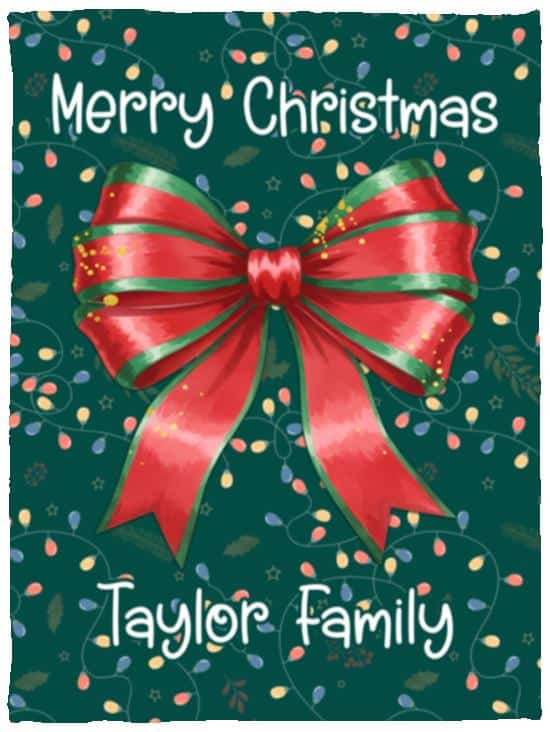 Personalized Family Christmas Blanket,Christmas Coquette Blanket, White, Cozy Plush Fleece Blanket - 30x40