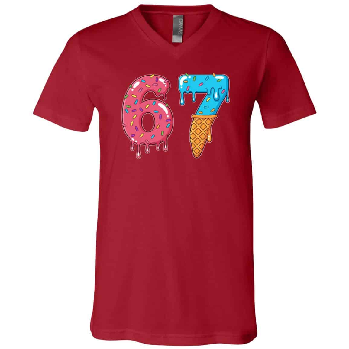 Six Seven Ice Cream Drip Sports Cool Meme 67 Funny Number T-Shirt - Kid Shirt, Canvas Red, V-Neck T-Shirt Six Seven Ice Cream Drip Sports Cool Meme 67 Funny Number T-Shirt - Kid Shirt, Canvas Red, V-Neck T-Shirt