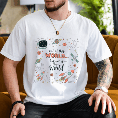 Alternative view of Out of This World But Not of This World T-Shirt for Men Women Kids - Space Tee Shirt