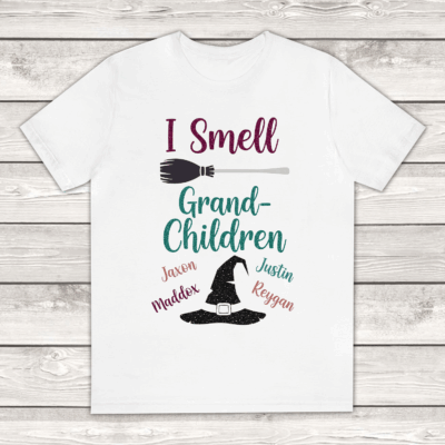 Alternative view of Personalized I Smell Grand-Children T-Shirt - V-Neck Shirt
