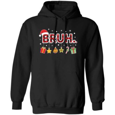 Bruh Funny Christmas Red Plaid Xmas Pajamas Hoodie - Long Sleeve - Sweatshirt, Black, Hoodie