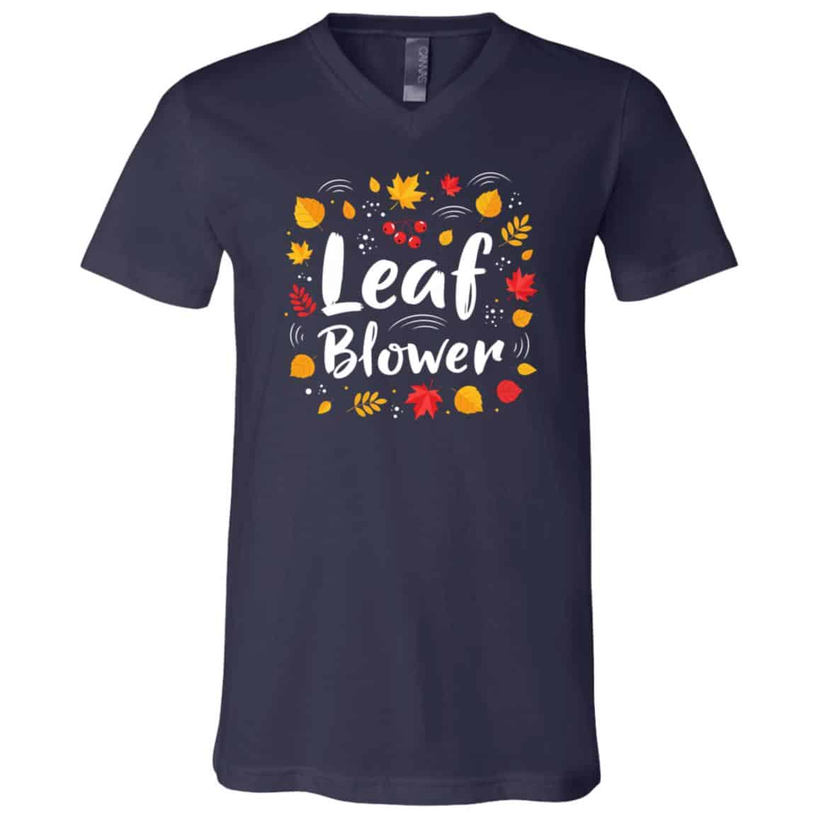 Funny Leaf Blower Fall Costume Halloween Matching T-Shirt - V-Neck, Navy, V-Neck T-Shirt