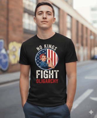 Alternative view of No Kings Fight Oligarchy T-Shirt - V-Neck Shirt