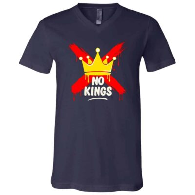 No Kings Patriotic Men Women Liberty T-Shirt - V-Neck Shirt, Navy, V-Neck T-Shirt