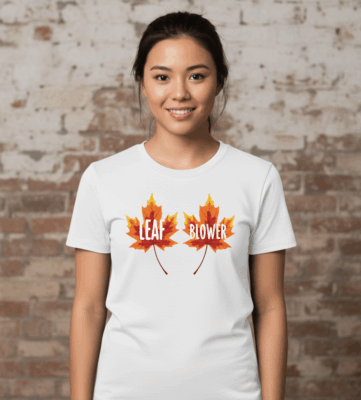 Alternative view of Funny Leaf Blower Fall Thanksgiving Matching T-Shirt - V-Neck Shirt