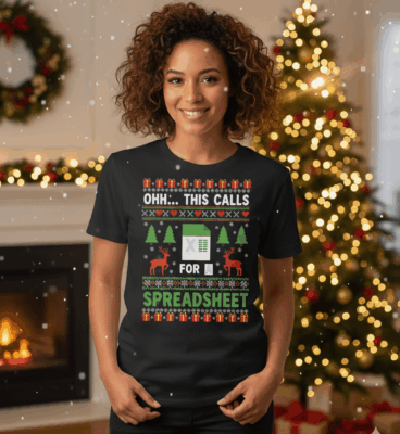 Alternative view of Oh This Calls for a Spreadsheet Christmas Excel Ugly T-Shirt - V-Neck Shirt for Men Women
