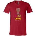 Glow for Jesus Let Your Light Shine T-Shirt - V-Neck Shirt, Canvas Red, V-Neck T-Shirt