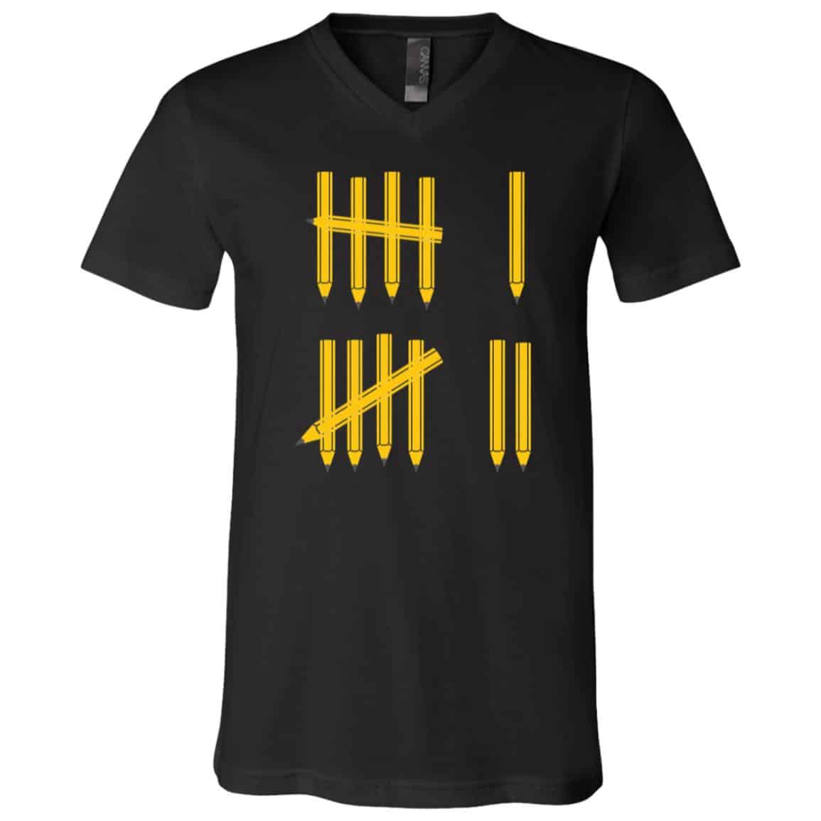 Funny Six Seven 67 Meme Tally Marks 6 7 Numbers Pencil Math T-Shirt for Men Women Kids, Black, V-Neck T-Shirt