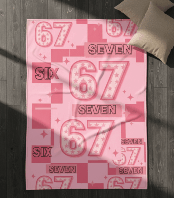 Six Seven 67 Meme Checkered Fleece Blanket - Premium Sherpa Blanket
