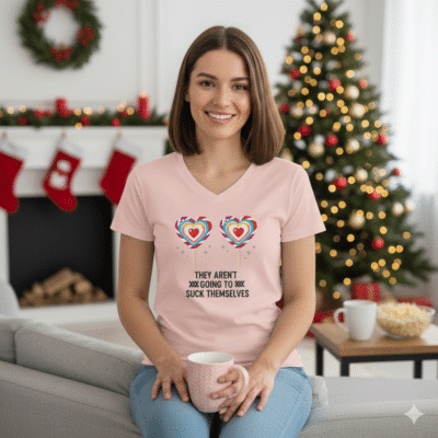 Alternative view of They Aren't Going To Suck Themselves Funny Inappropriate T-Shirt - Valentines Day V-Neck Shirt