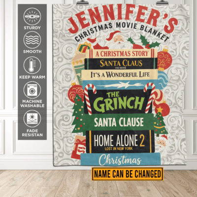 Personalized Name Custom Christmas Movie Throw Blanket - Sherpa Blanket