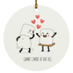 SMORE S'MORE Pun, Fun Birthday, White, Circle Ornament