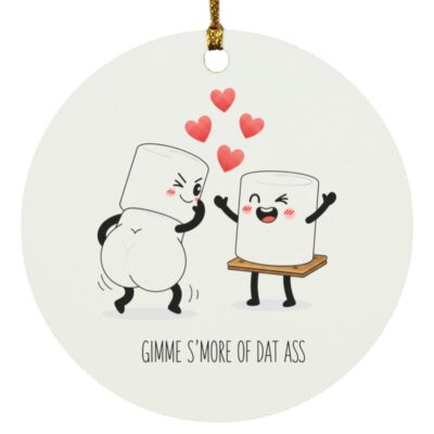 SMORE S'MORE Pun, Fun Birthday, White, Circle Ornament