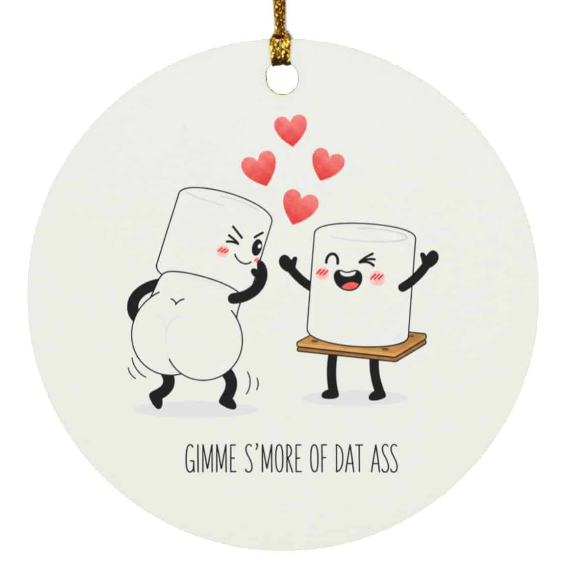 SMORE S'MORE Pun, Fun Birthday, White, Circle Ornament