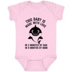 This Baby Made With Love In 2 Minutes Funny Shark Baby Onesie - Baby Bodysuit, Pink, Infant Baby Bodysuit
