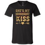 She's My Midnight Kiss Happy New Year Matching Couples T-Shirt - V-Neck, Black, V-Neck T-Shirt