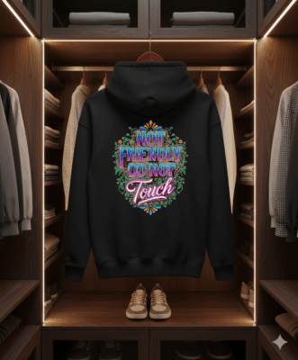Alternative view of Not Friendly Do Not Touch Floral Funny Print On Back Hoodie - Sweatshirt