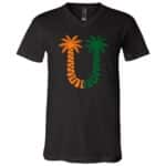 Miami Palm Trees UM Vintage Classic 90's T-Shirt - V-neck Shirt, Black, V-Neck T-Shirt