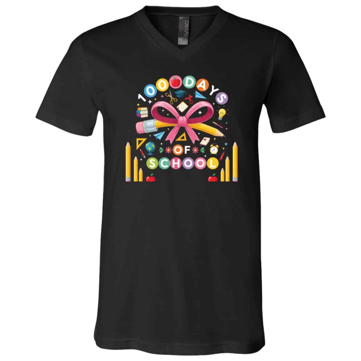 100 Days of School Coquette Smarter T-Shirt For Men Women Youth Kid, Black, V-Neck T-Shirt